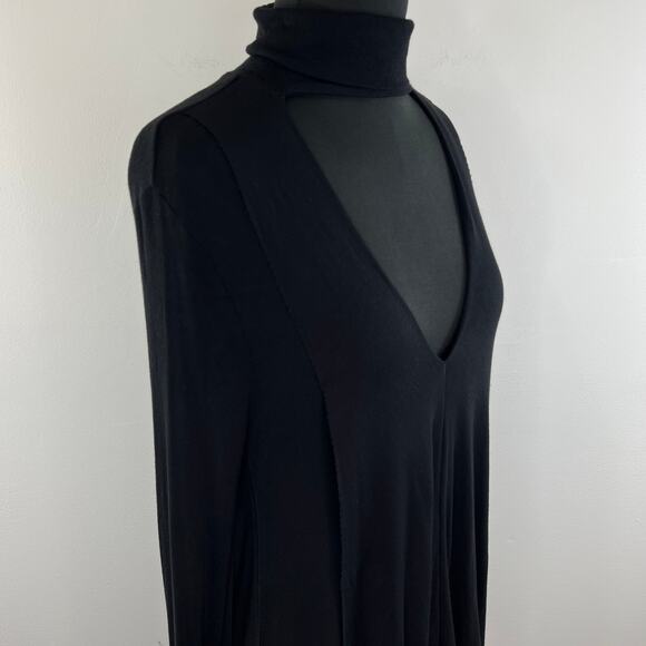 Free People Black Long Sleeve Cut-Out Neckline Uptown Turtleneck Size XS - Picture 6 of 10